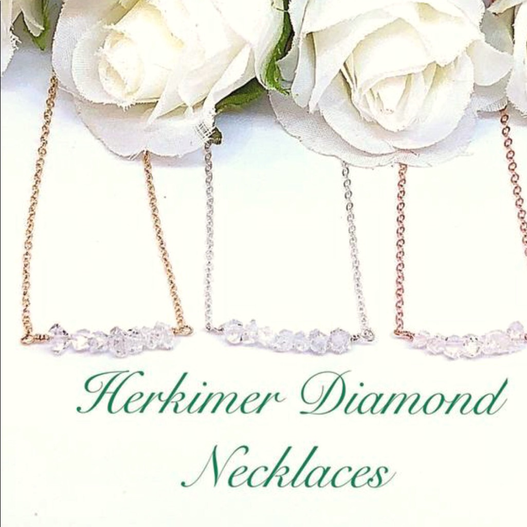 Herkimer Diamond Bar Necklace 17” New!